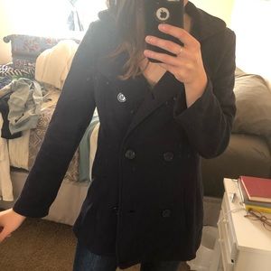 Navy blue lightweight peacoat